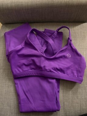 moana bikini Purple Smiley Bralette & Leggings Active Set